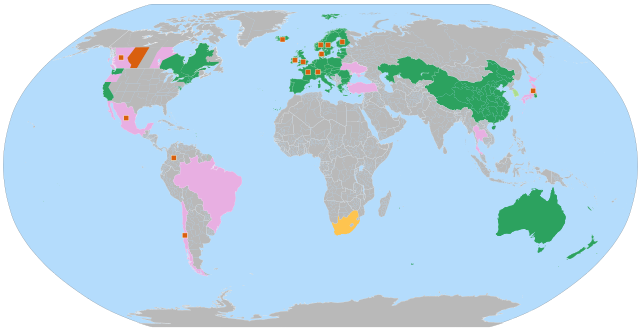 emissions trading/ carbon tax and trading world map