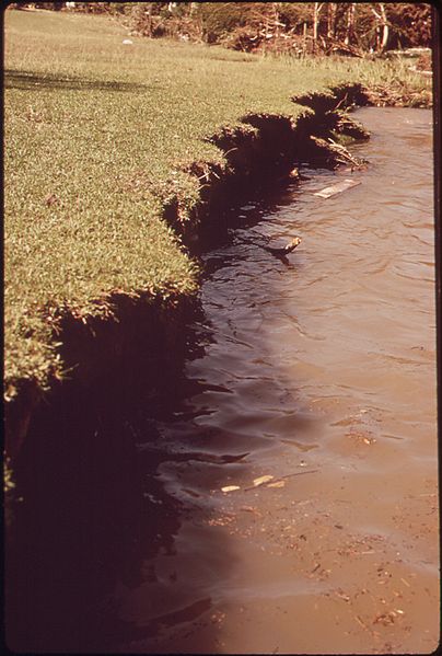 Topsoil lost in flood of the Guadalupe river, 